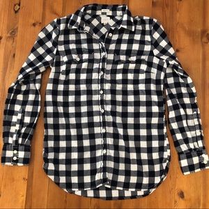 Navy Blue Plaid Perfect Fit J Crew Flannel Sz XS